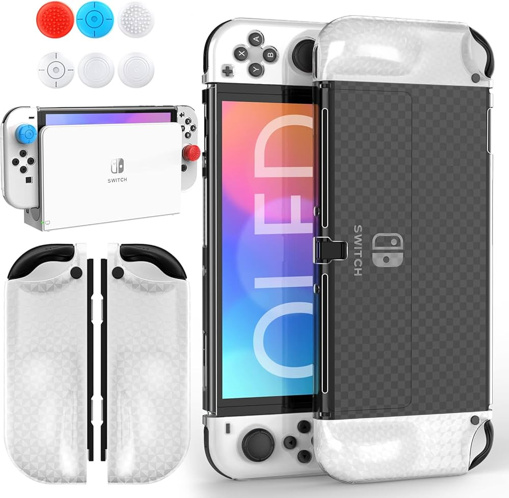 Switch OLED Case, Dockable PC Protective Cover with Comfortable TPU Joy-Con Grip Case and 6 Thumb... | Amazon (US)