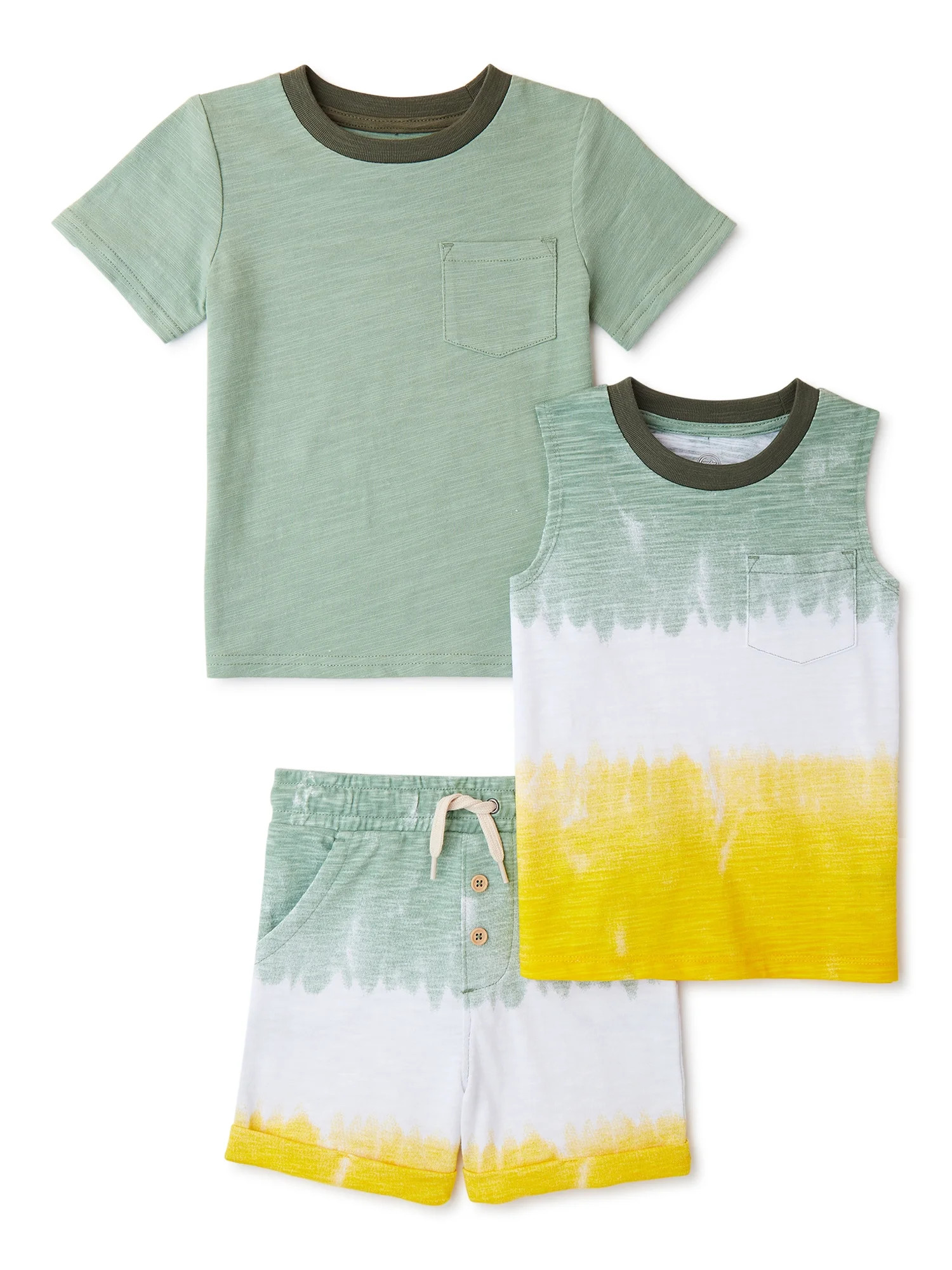 Wonder Nation Baby and Toddler Boy T-Shirt, Tank Top and Shorts Outfit Set, 3-Piece, Sizes 12M-5T... | Walmart (US)