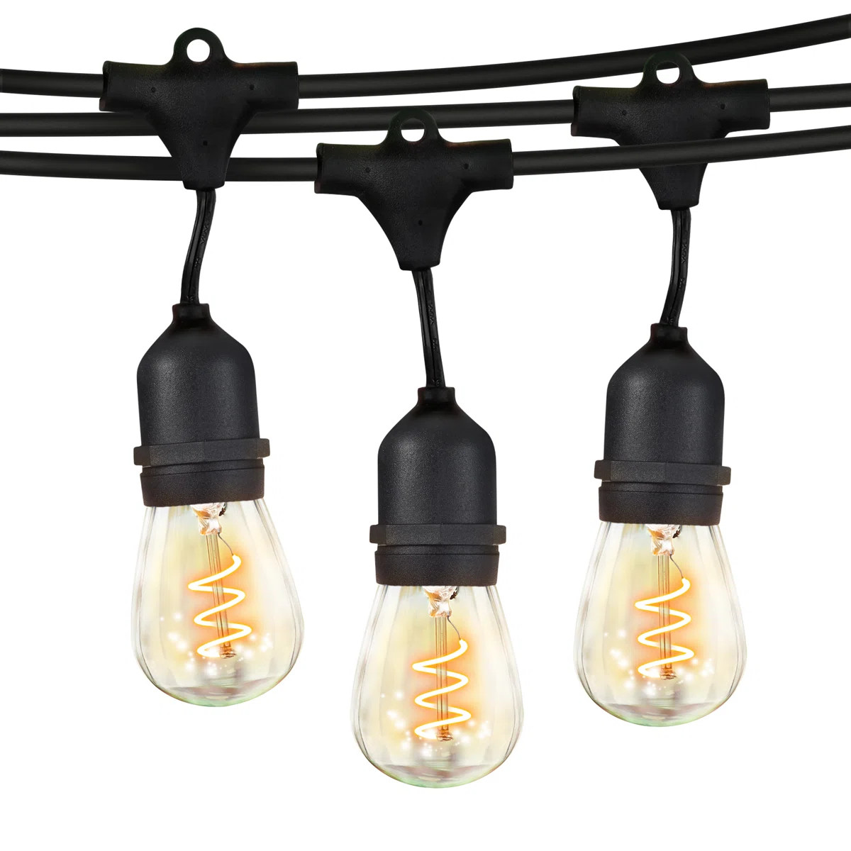 Ambience Pro 48 ft. Outdoor Plug-In LED String Lights with 15 Spiral Filament S14 Bulbs, 3 Lighti... | Wayfair North America