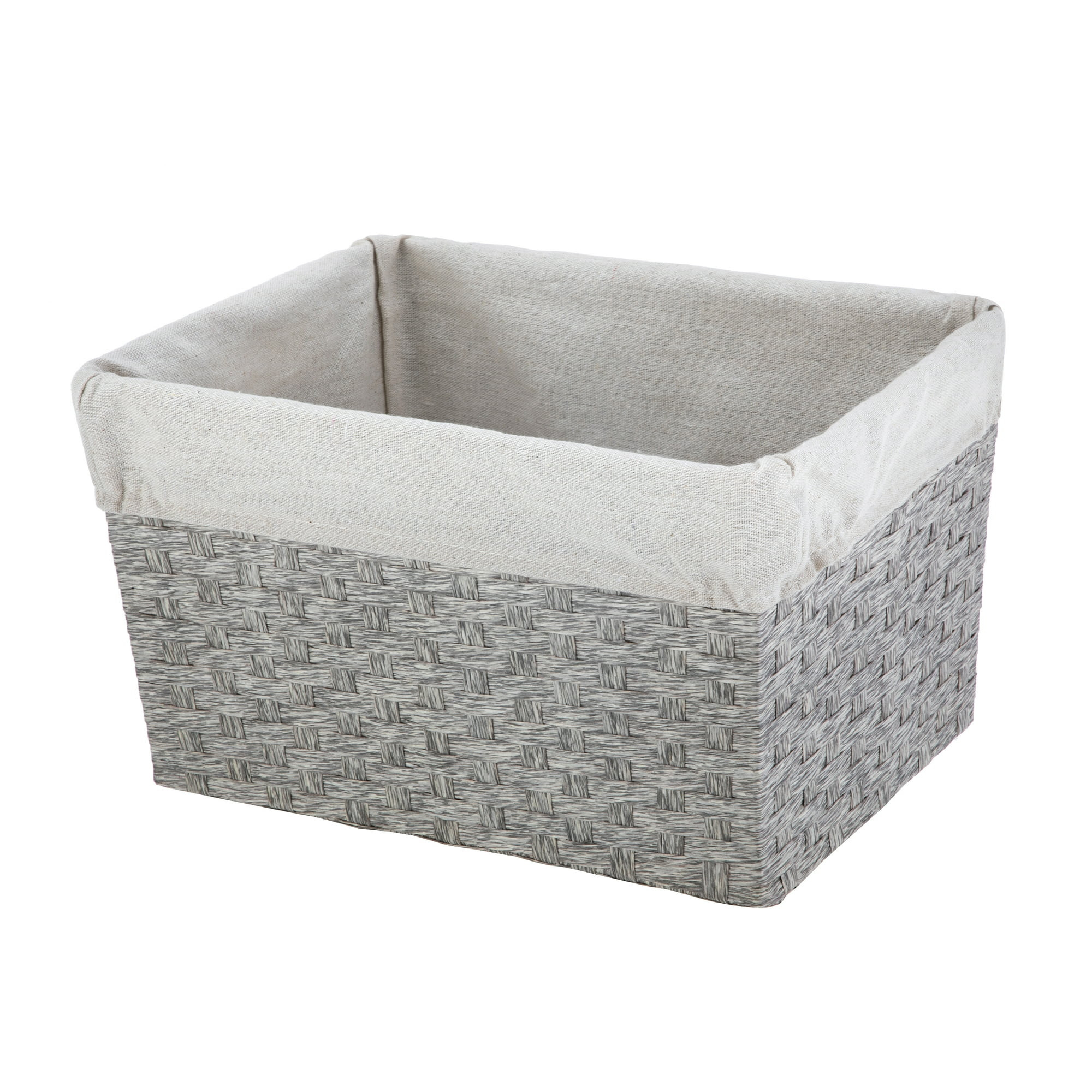 Mainstays Gray Paper Rope Medium Storage Basket with Liner and Handles | Walmart (US)