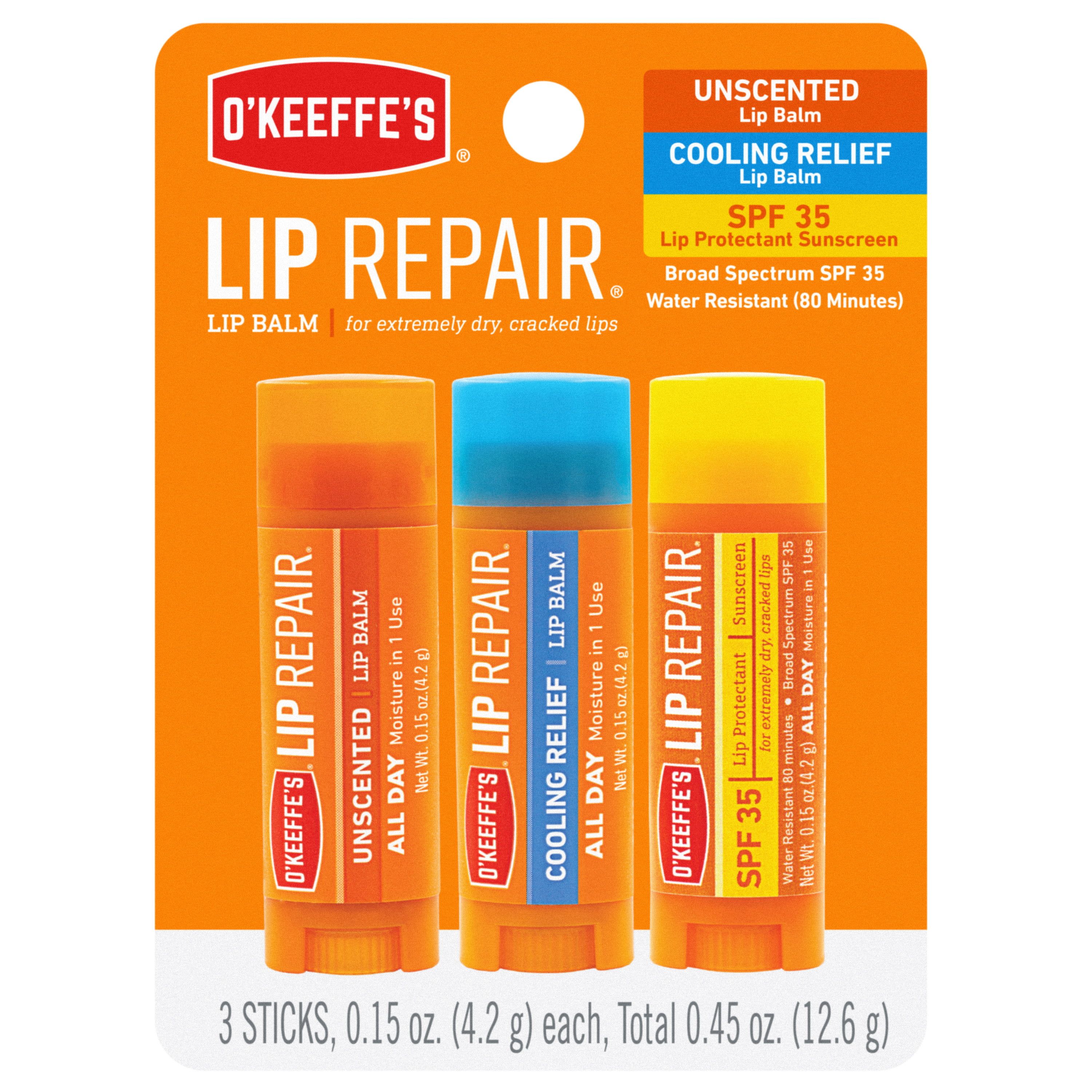 O'Keeffe's Lip Repair Variety Pack, Cooling, SPF, Original, 0.15oz each, Pack of 3 | Walmart (US)
