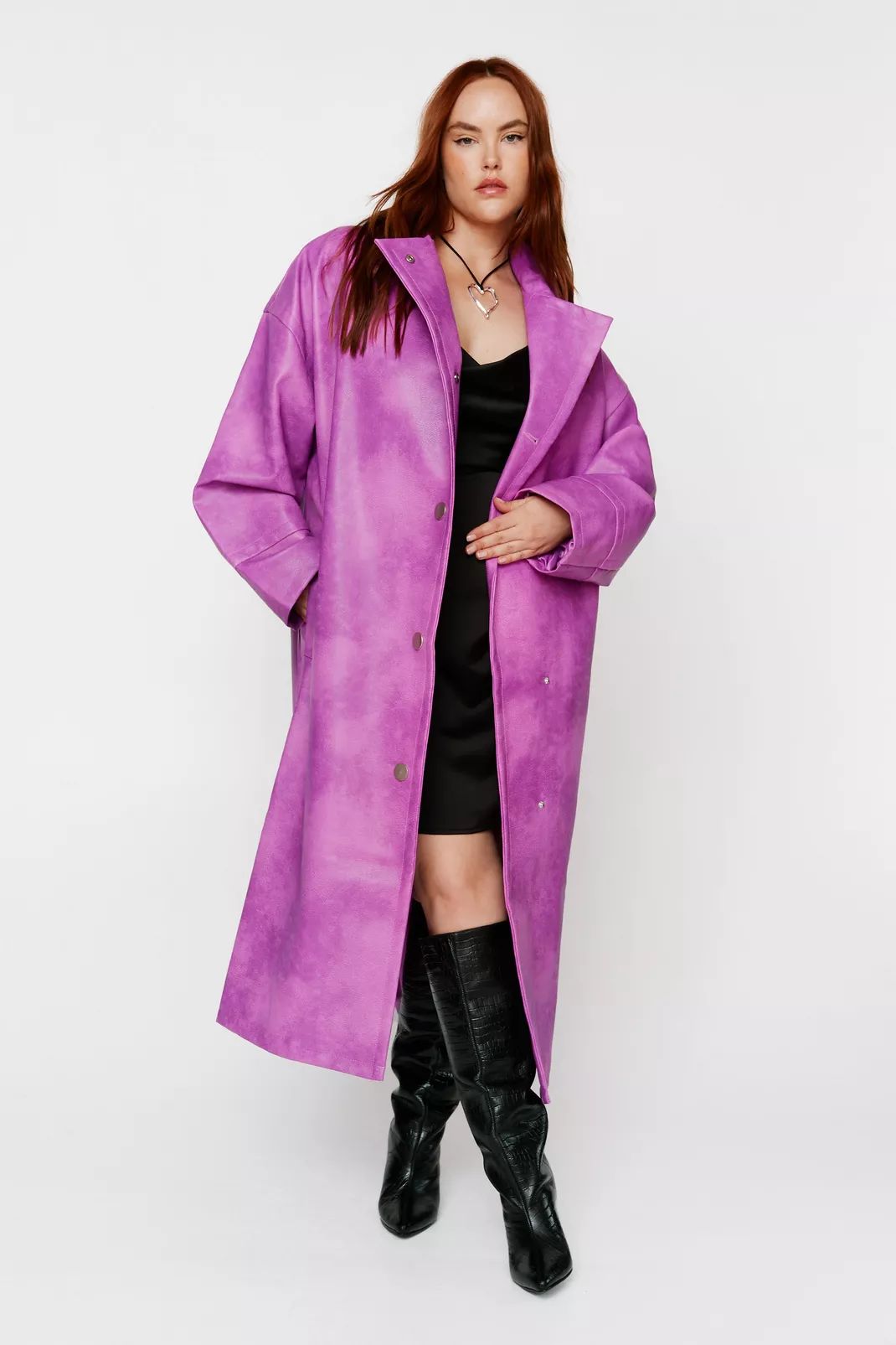 Plus Size Distressed Faux Leather Trench Coat | Nasty Gal US