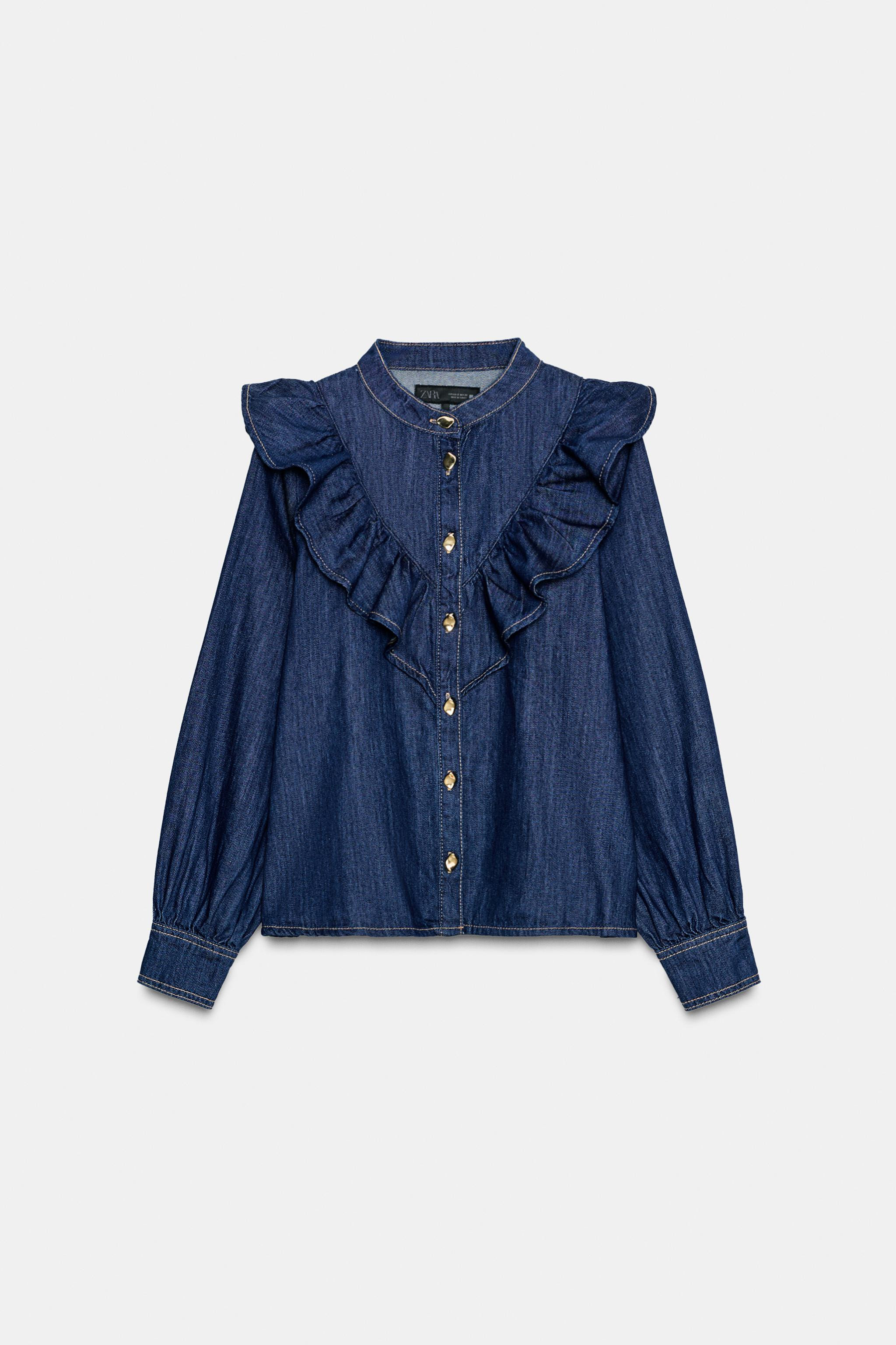 Z1975 DENIM RUFFLED SHIRT | Zara US