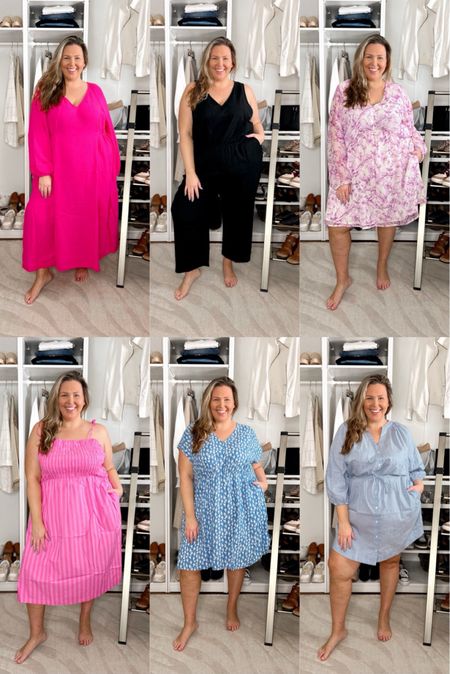 Plus size target spring dresses haul!! Lots of great vacation and spring break finds! 
1. PINK LONG DRESS 
also comes in white, runs big, the ties on the side are amazing and so is the fabric! I'm a 2X
2. BLACK JUMPSUIT
shocked that it fits so well in the
2X, it's a linen blend and perf for vacation or work!
3. FLORAL DRESS
size down, the 2x is too big on me but I do appreesh the length
4. STRIPED LONG MAXI 
size down unless you are
bustier than me! I'm a 42DD and I need the 1X I think! I'm in 2X.
5. BLUE FLORAL DRESS
- this one runs generous but
get your regular size because it will likely shrink in the dryer!
6. TIE WAIST SHIRTDRESS 
this is adorable, size up because it will shrink in the dryer... I have it on in the 2x but would want the 3x. GREAT for work! 

#LTKplussize #LTKsalealert #LTKxTarget