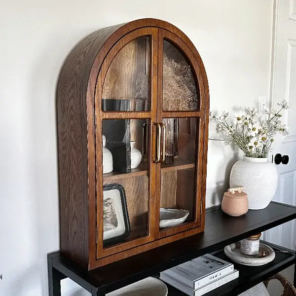 Natural Wood Arched Cabinet - Default Title - Decor Steals | Decor Steals