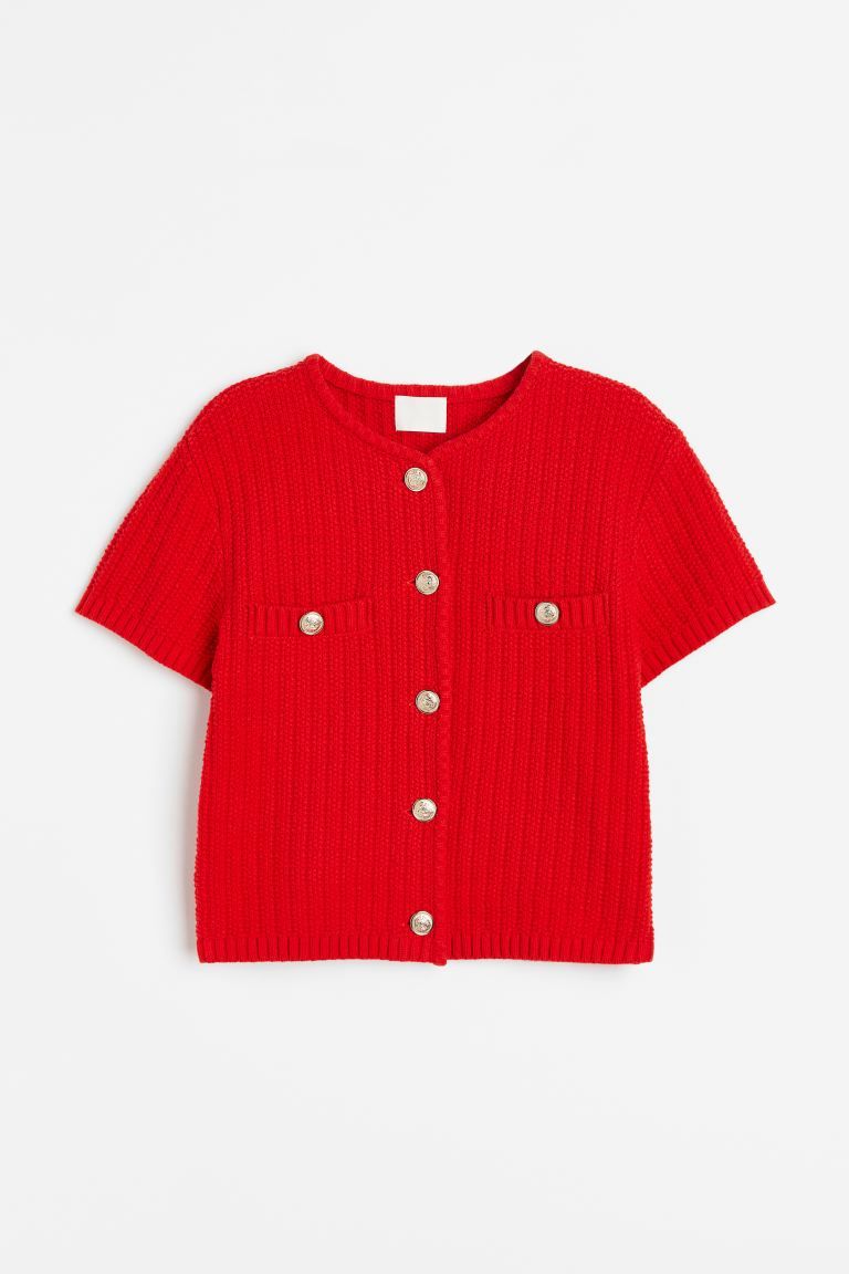 Structured-knit Cardigan - Red - Ladies | H&M US | H&M (US + CA)