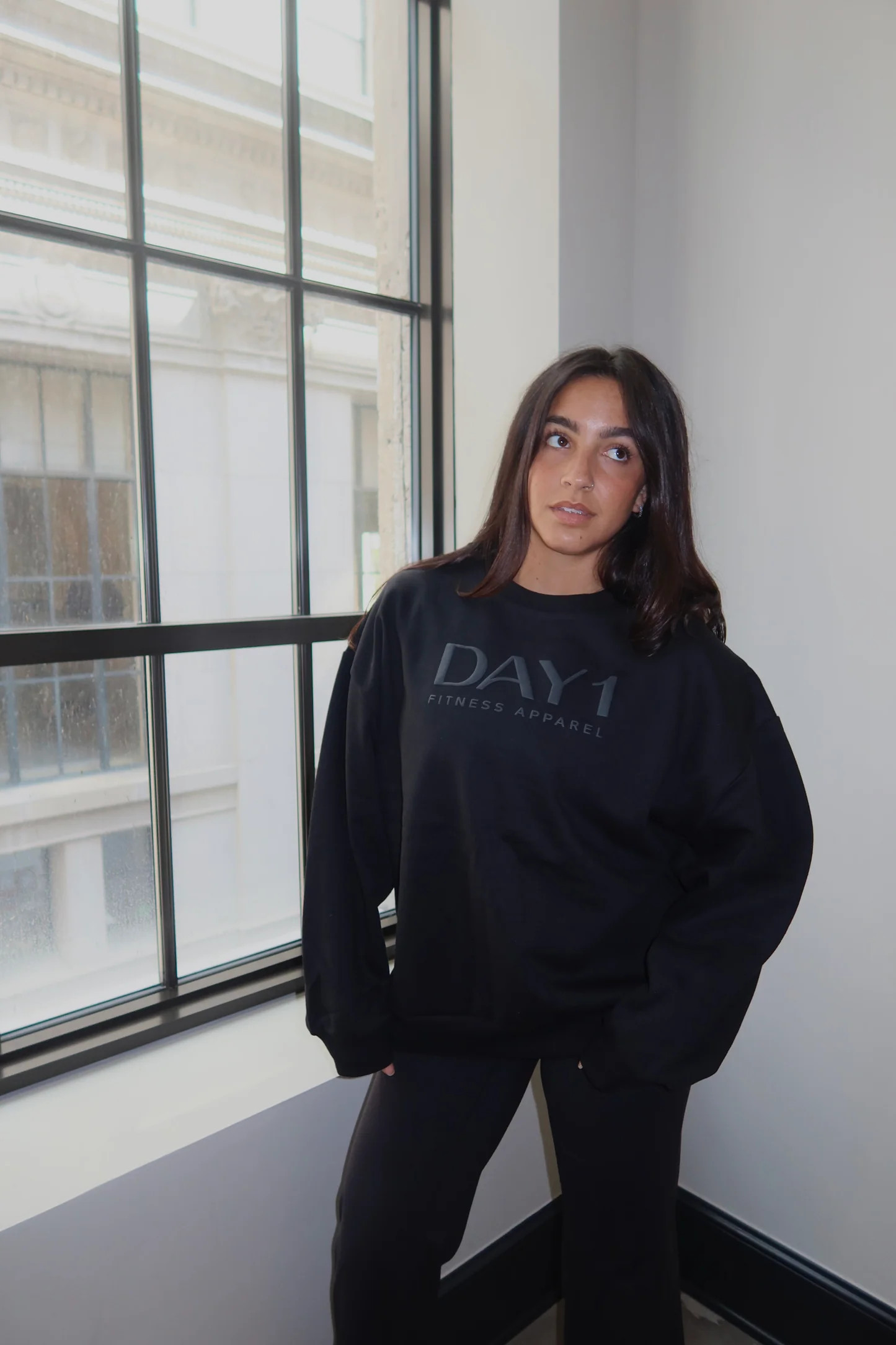 Monochrome Day 1 Crewneck Sweatshirt | Day1 Fitness