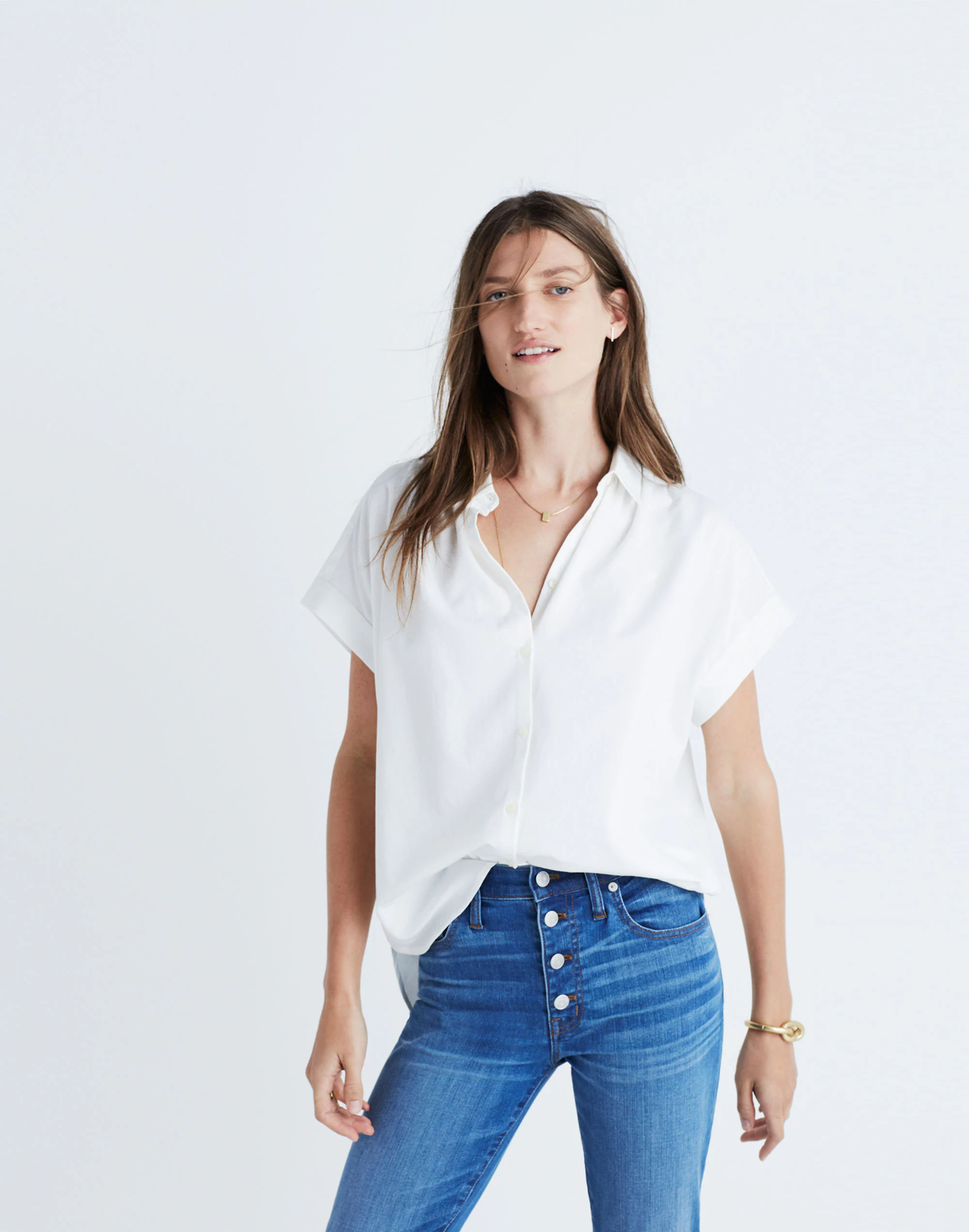 Courier Button-Back Shirt in Pure White | Madewell