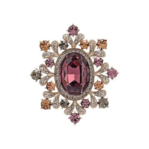 UNVAK Burgundy Rhinestone Flower Brooch Pin - Oval Vintage Lapel Pin for Wedding Jewelry - Mother's Day Gifts for Mom Wife | Amazon (US)