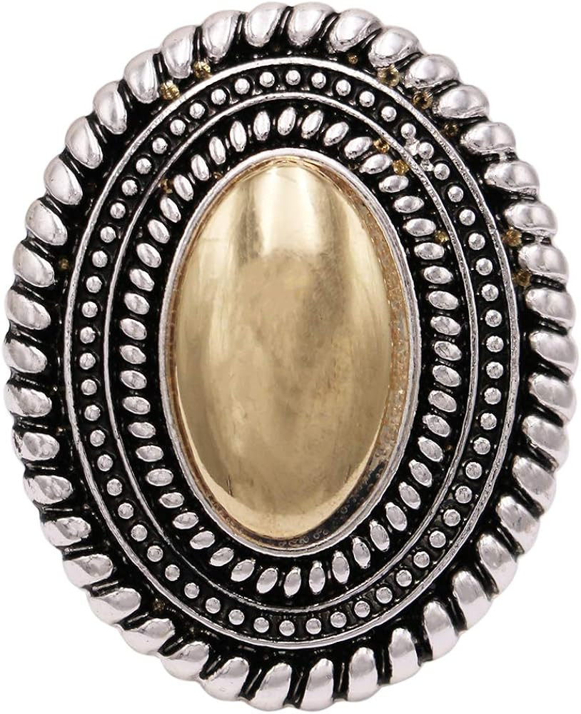 Rosemarie & Jubalee Women's Western Style Burnished Silver Concho Stretch Ring | Amazon (US)