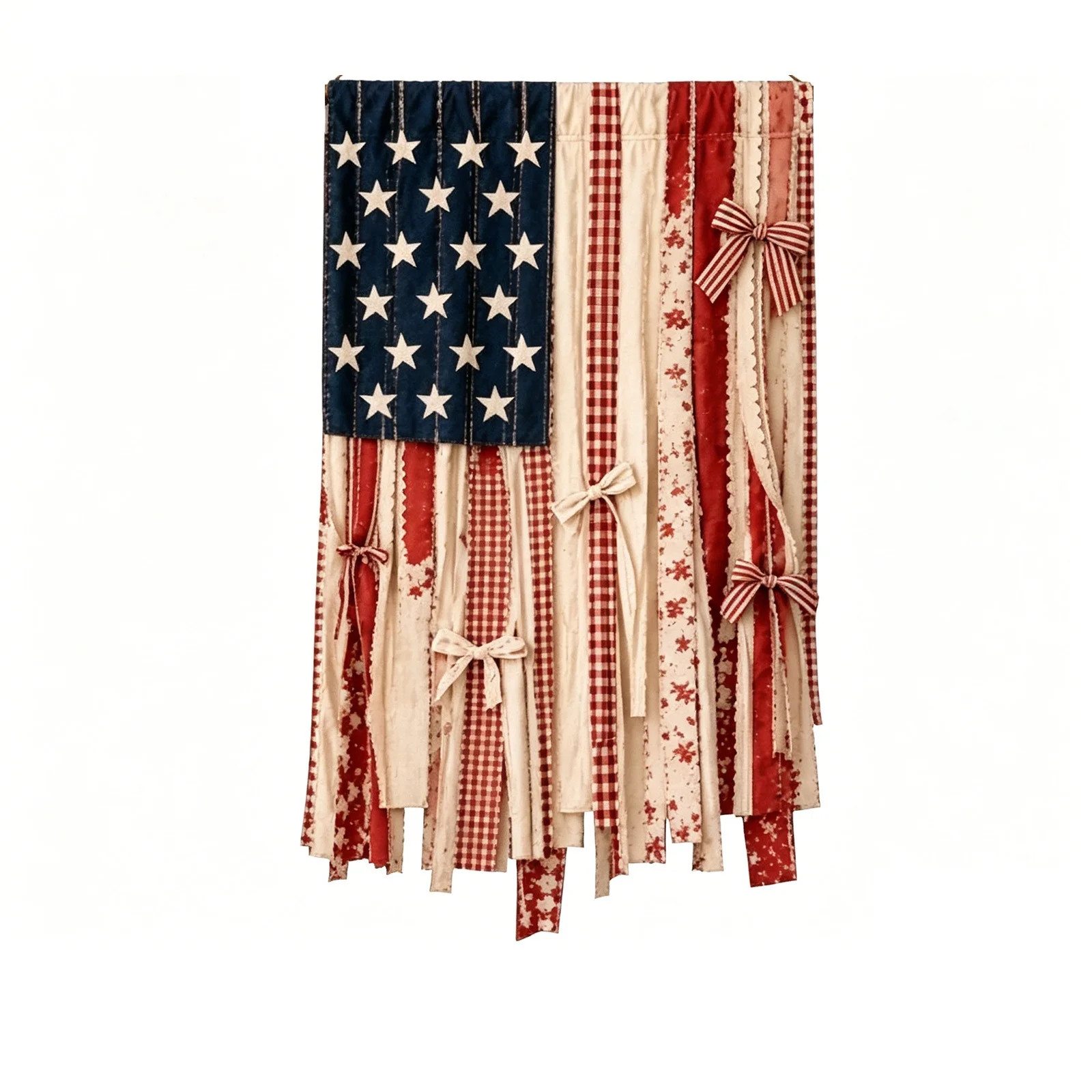 Independence Day Wreath, Star & Flag Wall Hanging, Front Door Decoration, Red White Blue Cotton L... | Walmart (US)