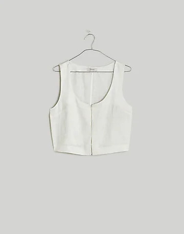 Scoopneck Crop Tank in 100% Linen | Madewell