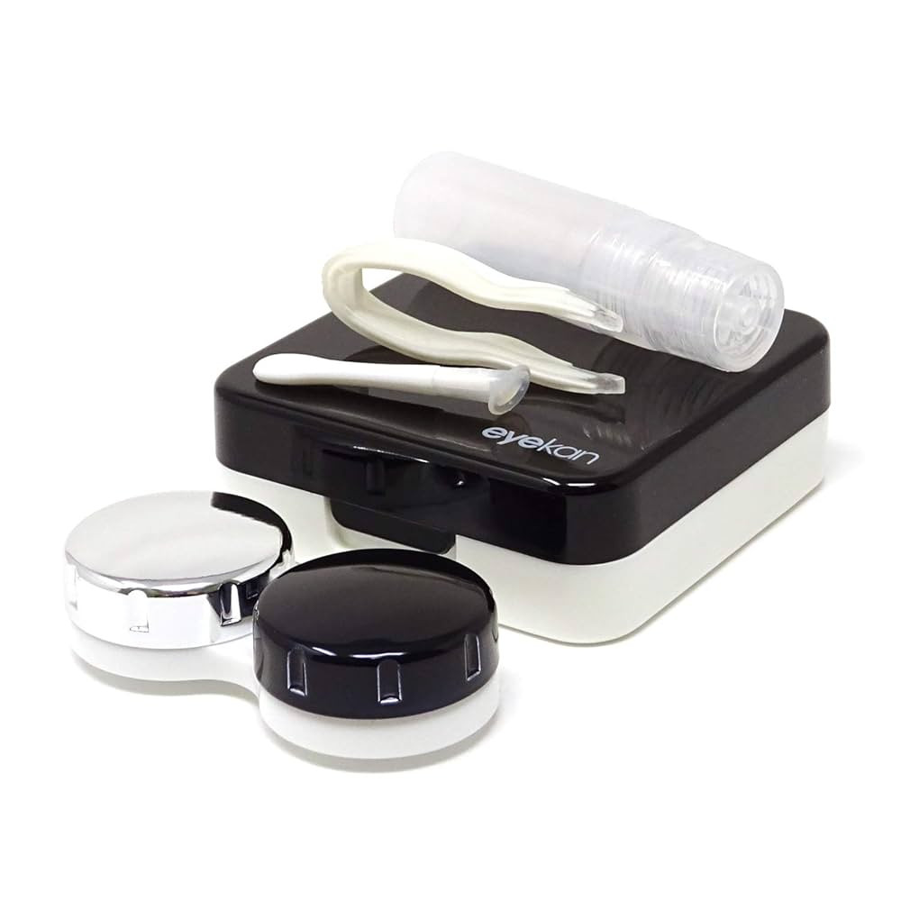Honbay Fashion Travel Contact Lens Case Kit Mini Contact Lens Box with Mirror (Black) | Amazon (US)