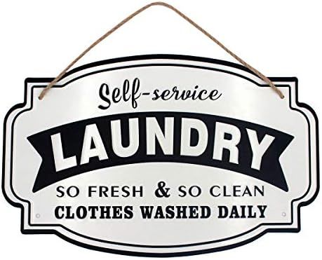 Amazon.com: Funly mee Vintage Metal Laundry Room Wall Decor Sign Hanging with Jute Rope 16x10.2(i... | Amazon (US)