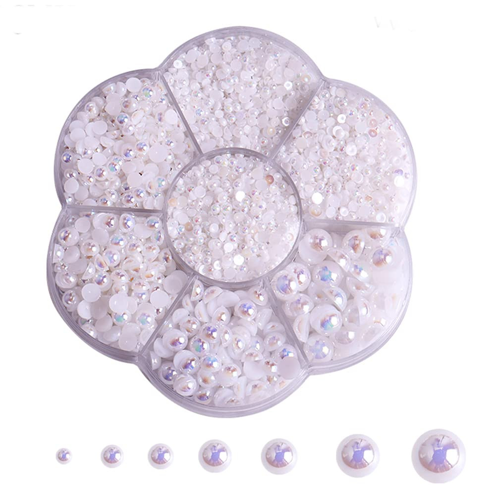 5700 Pcs AB Half Pearls for Crafts & Nail Art - Flatback Pearls for Makeup & DIY Accessories - Wh... | Amazon (US)