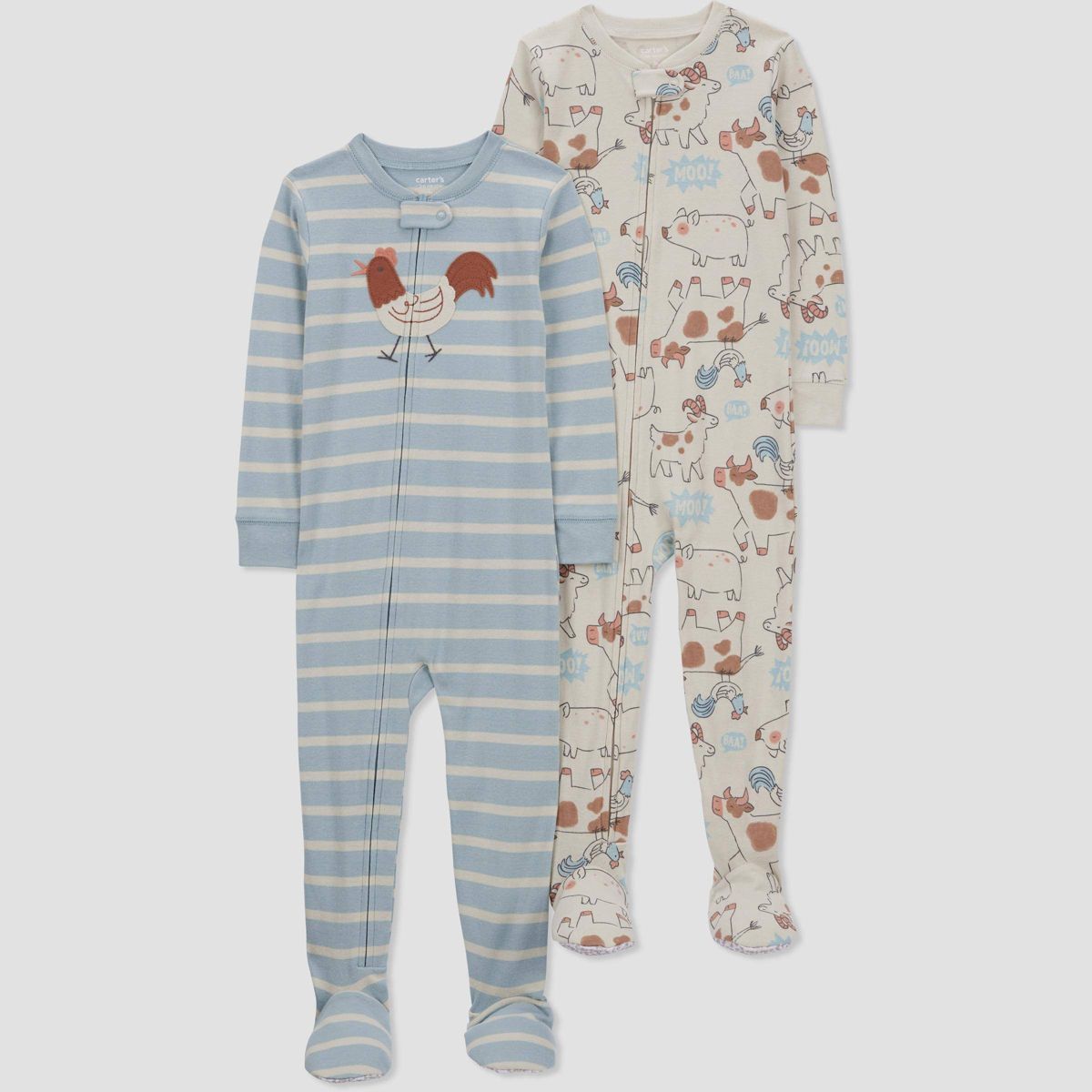 Carter's Just One You® Toddler Boys' Farm Animals Printed Footed Pajamas - Brown/Blue 18M | Target