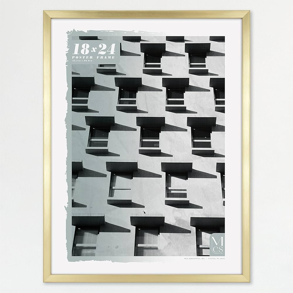 MCS Gallery Foundation Poster Frame, Picture Frame For Wall Art, Brass, 18 x 24 Inch, Single | Amazon (US)