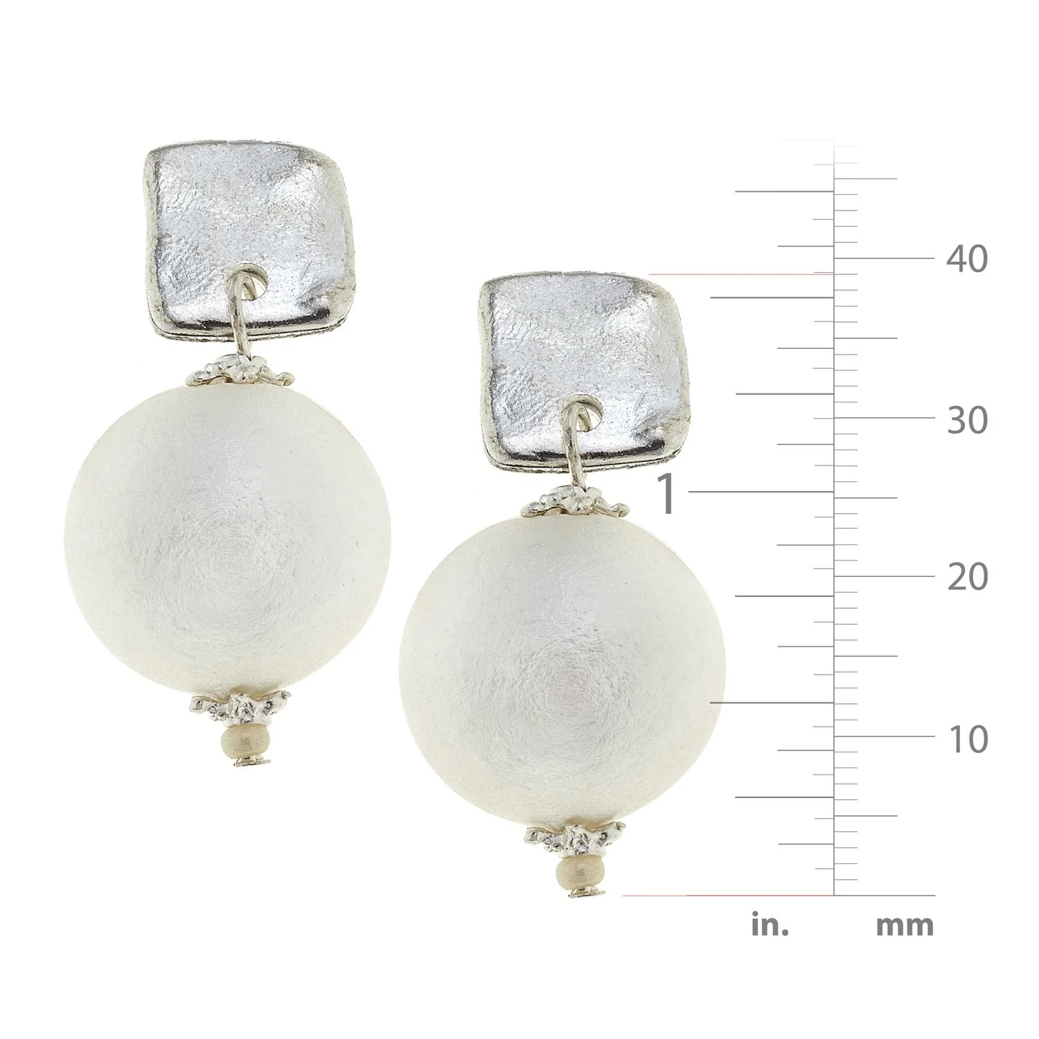 Square Cotton Pearl Drop Earrings | Susan Shaw