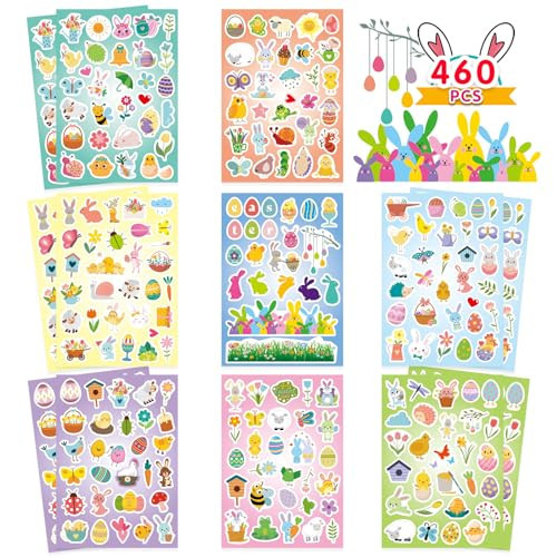 460PCS Easter Stickers for Kids Easter Stickers Easter Basket Stuffers, Spring Flowers Bug Animal Stickers Easter Treats for Kids Easter Party Favors Supplies | Amazon (US)
