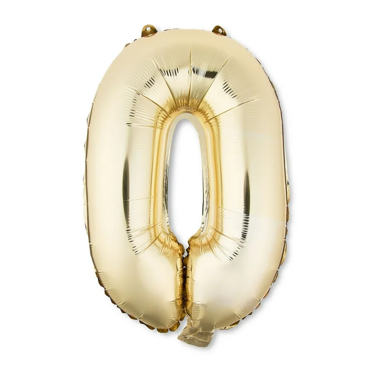 16" Gold Number 0 Foil Balloon, by Way To Celebrate | Walmart (US)