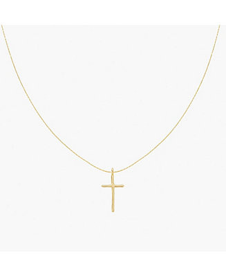 Sterling Silver 18k Gold Plated Ariel Cross Necklace, Faith | Macy's