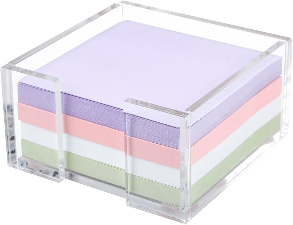 Acrylic Sticky Note Holder, 3 x 3 Crystal Clear Acrylic Notepad Holder Sticky Note Dispenser for ... | Amazon (US)