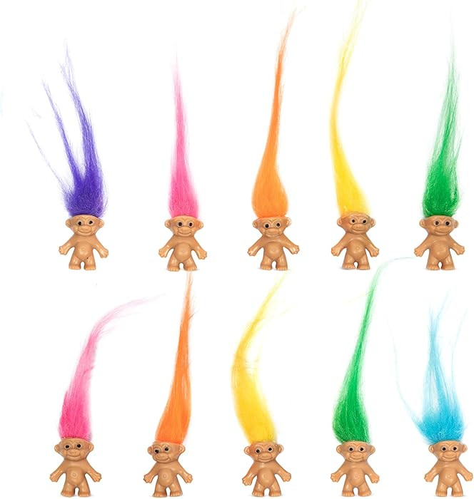 10 PCS Long-haired Lucky Mini Troll Dolls Action Figures
        Assorted Hair Colors, 0.78" Bodi... | Amazon (US)