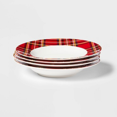 16oz 4pk Porcelain Plaid Dinner Bowls - Threshold™ | Target