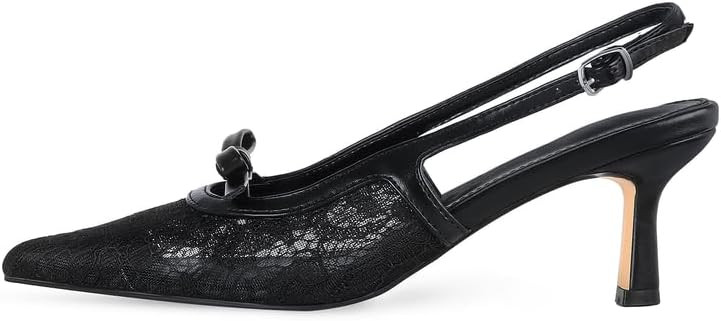 MAVMAX Slingback Heels for Women Kitten Heels with Bow Pointed Close Toe Pumps Dress Party Heeled... | Amazon (US)