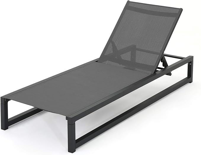 Christopher Knight Home Modesta Outdoor Aluminum Framed Chaise Lounge with Mesh Body, Black Finis... | Amazon (US)