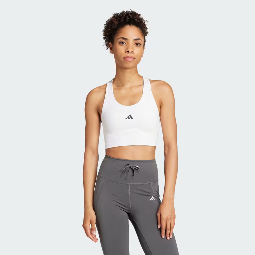 adidas Run Pocket Medium Support Bra - White | Free Shipping with adiClub | adidas US | adidas (US)