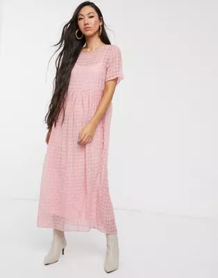 Glamorous relaxed midaxi smock dress in sheer check | ASOS US