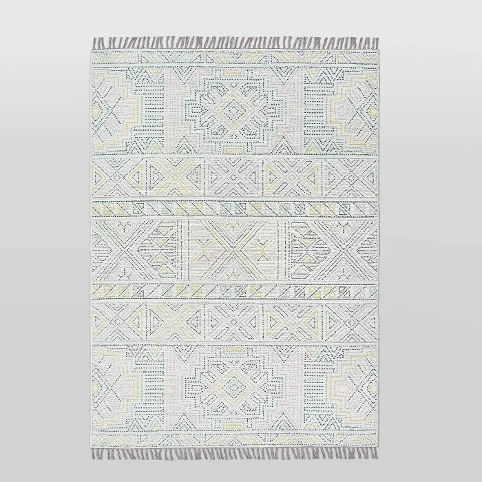 Multi Dot Fringed Outdoor Rug Teal/Pink/Yellow - Opalhouse™ | Target