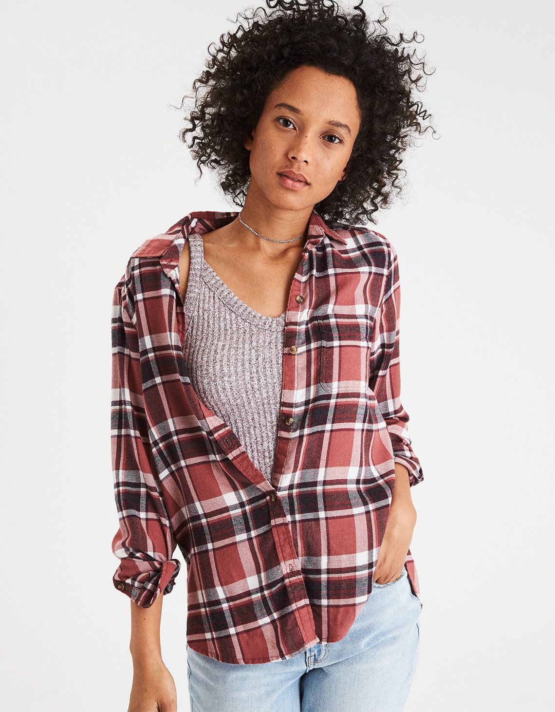 AE Ahhmazingly Soft Plaid Boyfriend Shirt | American Eagle Outfitters (US & CA)