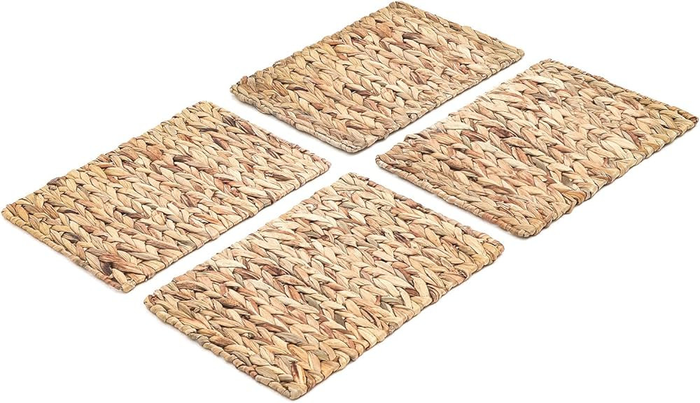 Trademark Innovations 16"x 12" Rectangular Woven Indoor or Outdoor Placemats of Natural Water Hya... | Amazon (US)