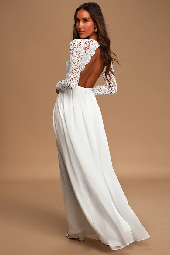 Awaken My Love White Long Sleeve Lace Maxi Dress | Lulus (US)