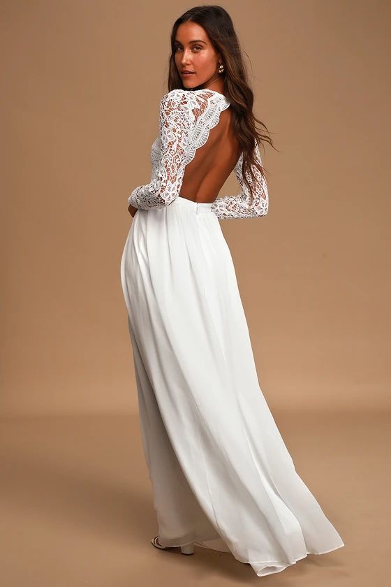 Awaken My Love White Long Sleeve Lace Maxi Dress | Lulus (US)