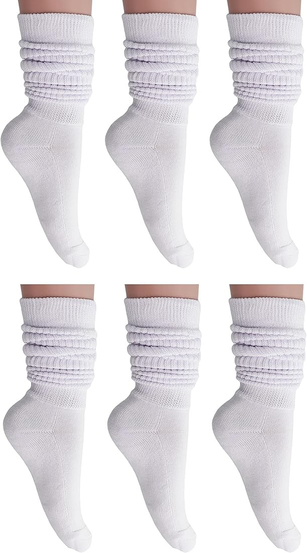 AWS/American Made Slouch Socks Women and Men Extra Tall Heavy Cotton Socks Size 9 to 11 | Amazon (US)