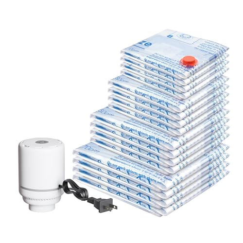 Vacuum Storage Bags with Electric Air Pump 16 Combo (4 Jumbo/4 Large/4 Medium/4 Small), Plastic Packaging Bags,Travel Vacuum Bags For Luggage,Clothes, Pillows, Comforters, Blankets, Bedding | Amazon (US)