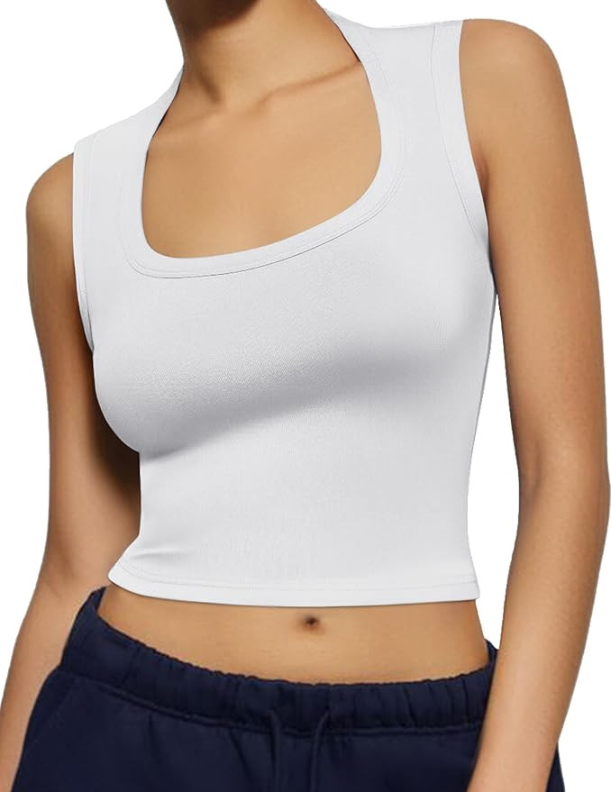 Women's Scoop Neck Sleeveless Knit Ribbed Fitted Casual Basic Tank Top | Amazon (US)