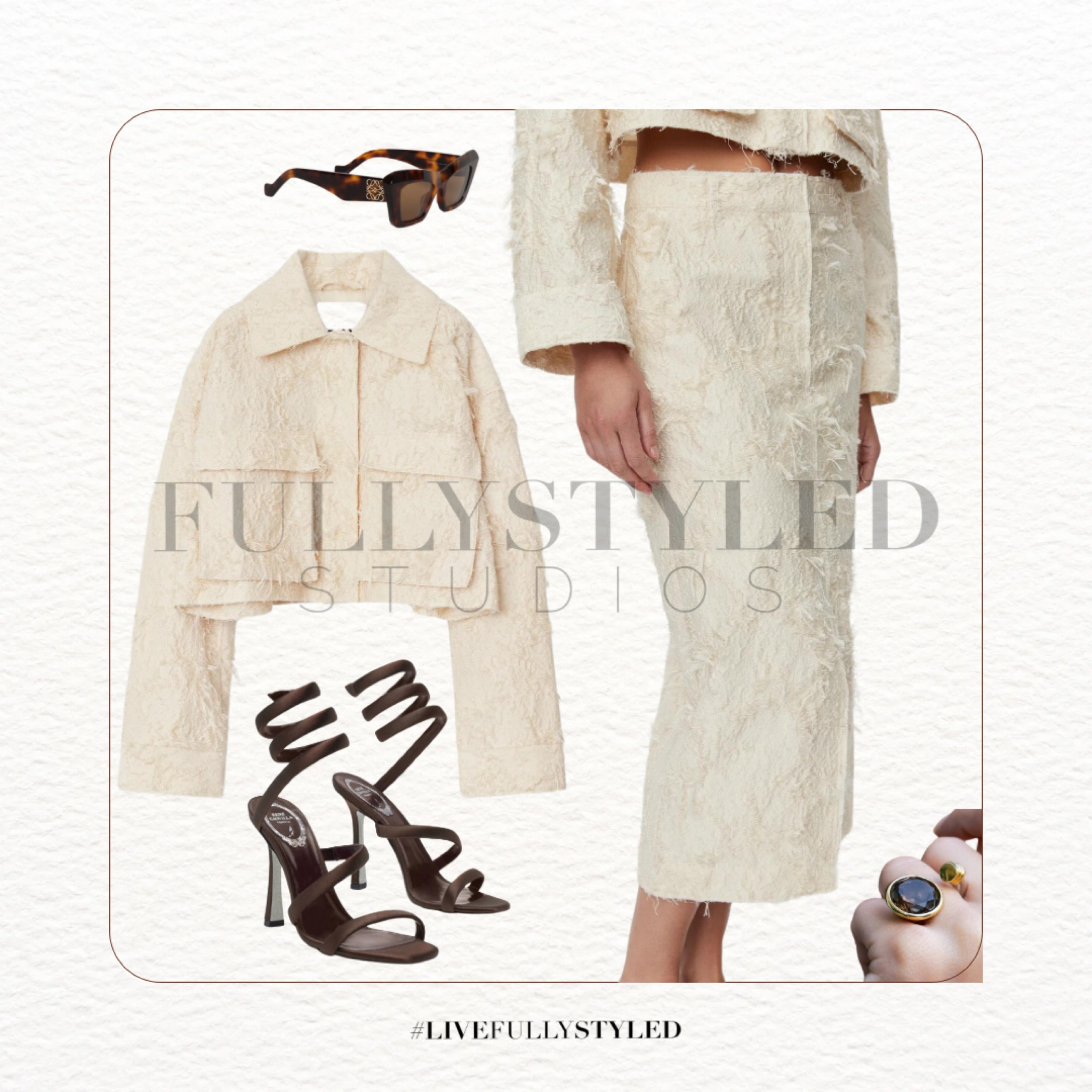 Cool, chic spring look! Unique two piece set by Day with brown edgy but feminine accessories to complete the look. 💚 this skirt is low rise and runs big so you can size down if you’d like. This brand is from DK on not on LTK. You can DM me @fullystyledstudios on IG to buy direct. 

#LTKshoecrush #LTKSeasonal #LTKstyletip