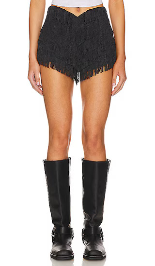 Andi Fringe Skort in Black | Revolve Clothing (Global)