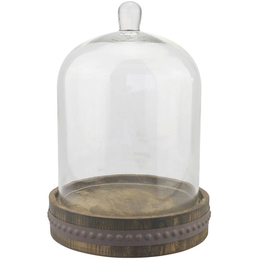 Medium Rustic Wood with Bell Shaped Cloche | Walmart (US)