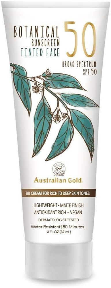 Australian Gold Botanical SPF 50 Tinted Sunscreen for Face, Non-Chemical BB Cream & Mineral Sunsc... | Amazon (US)