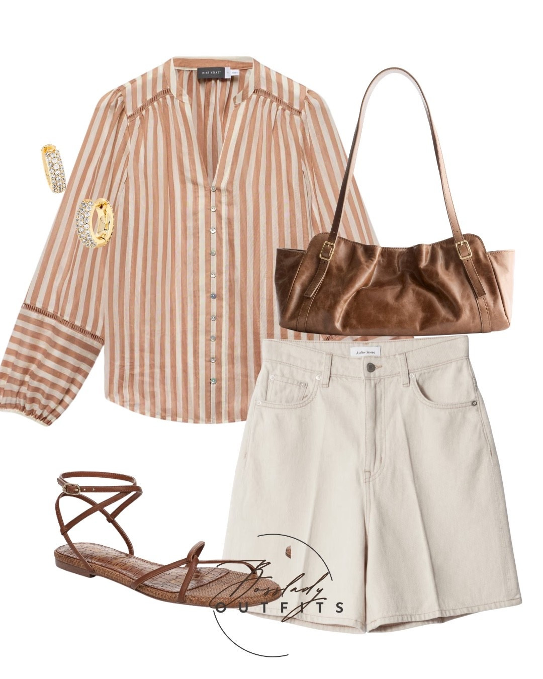 Transition into warmer weather with this chic, easy-to-style neutral ensemble! A classic striped button-down paired with tailored cream shorts creates the perfect balance between relaxed and put-together. Whether you're heading to brunch, running errands, or packing for a summer getaway, this look has you covered.

#LTKstyletip #LTKshoes #LTKsummer