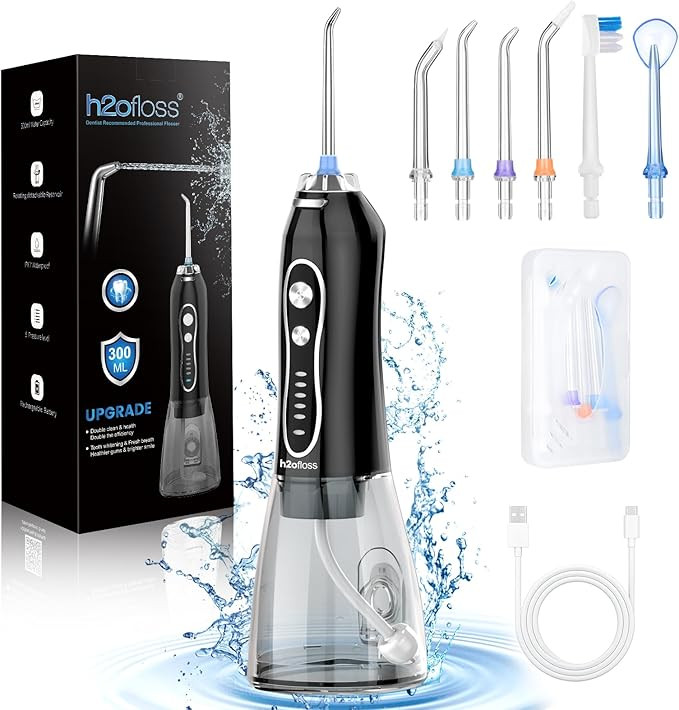 H2ofloss Water Dental Flosser Teeth Pick -Portable Oral Irrigator with 5 Modes, Rechargeable IPX7... | Amazon (US)