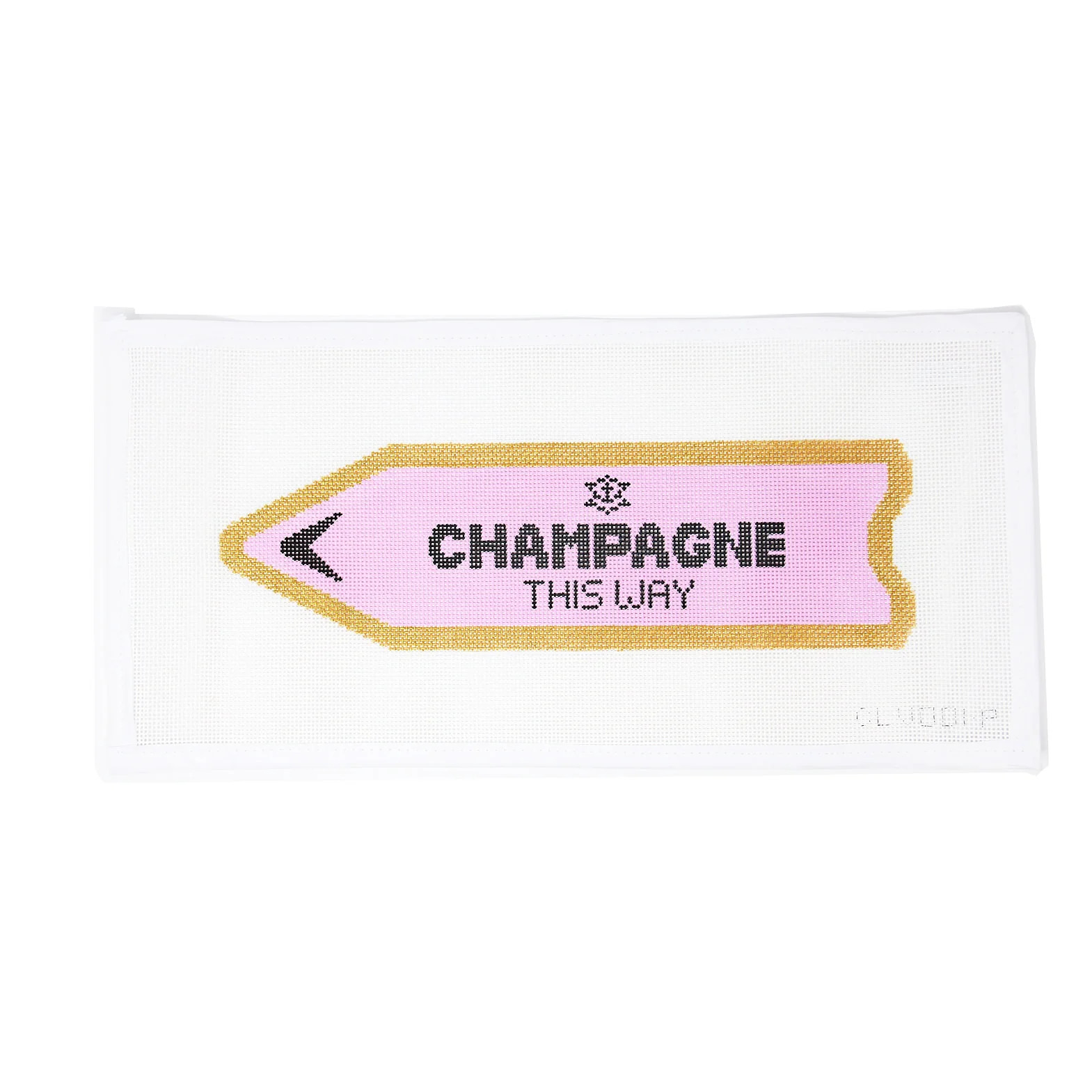 Large Champagne This Way - Pink | Greystone Needlepoint
