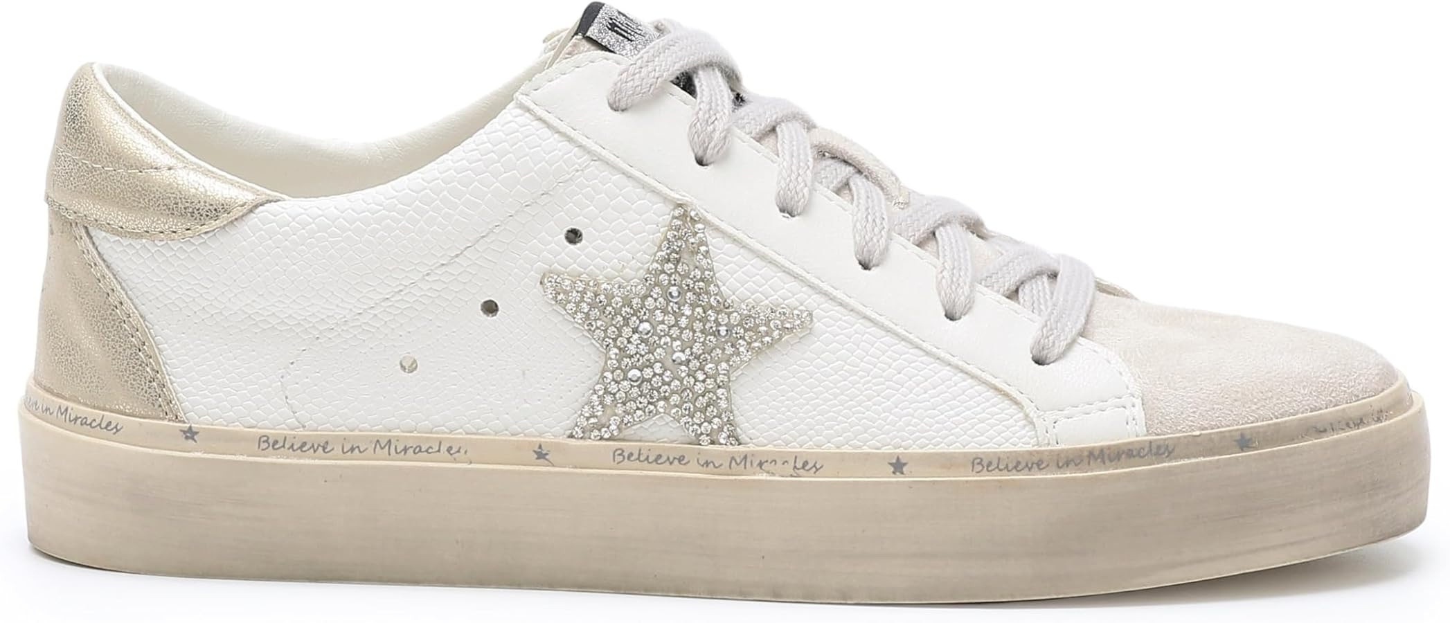 Reba Rubber Sole Lace-up Snake Print Suede Star Sneakers | Amazon (US)