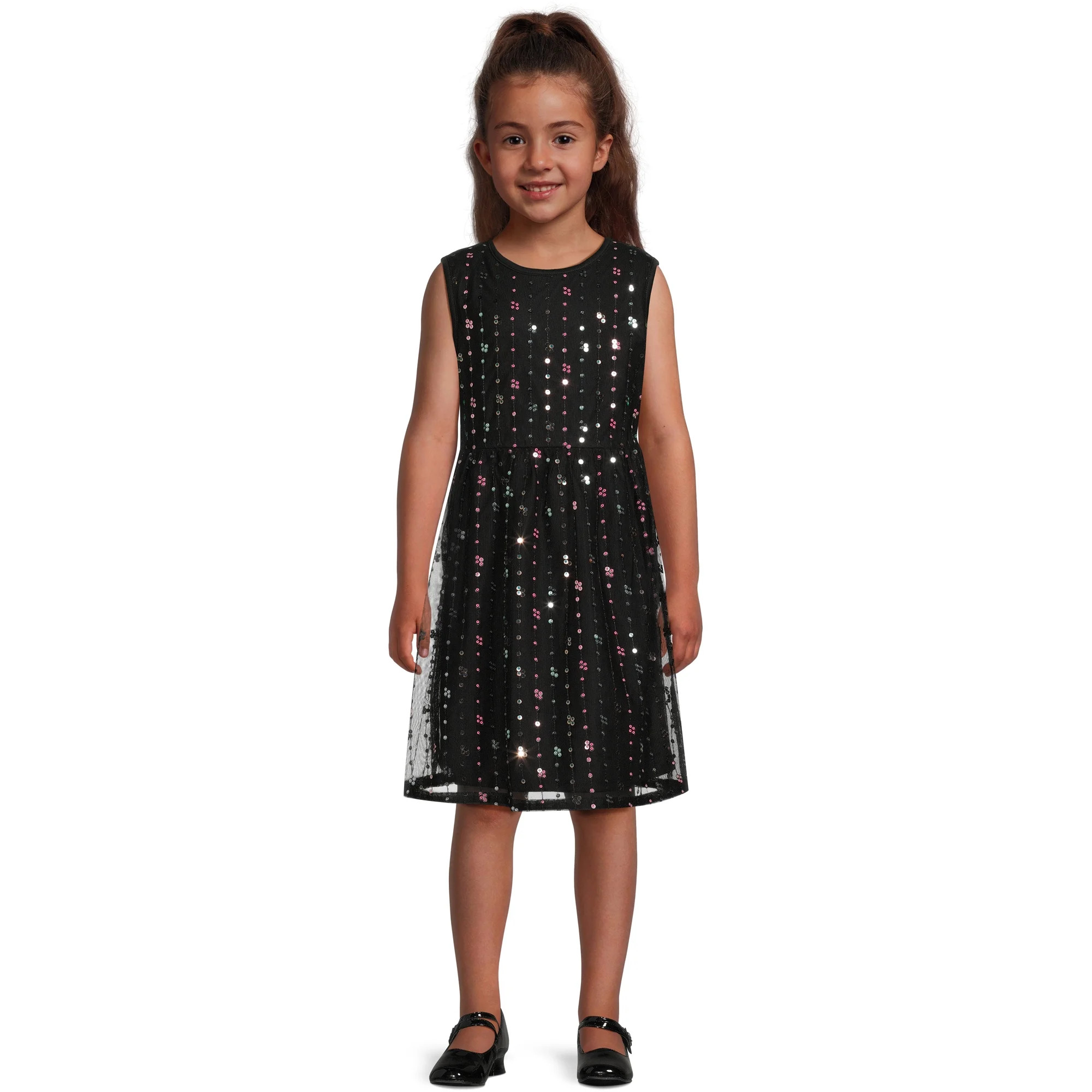 Wonder Nation Girls Scattered Sequin Dress, Sizes 4-18 & Plus | Walmart (US)