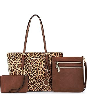 Montana West Purses for Women Tote Bag 3Pcs Set Leopard Print Satchel Handbags | Amazon (US)